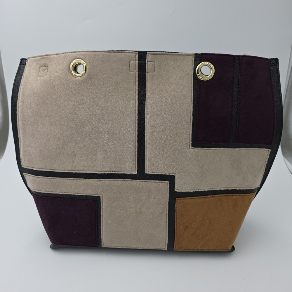 Vintage Calvin Klein Patch Work  Leather‎ Suede Purse With Strap